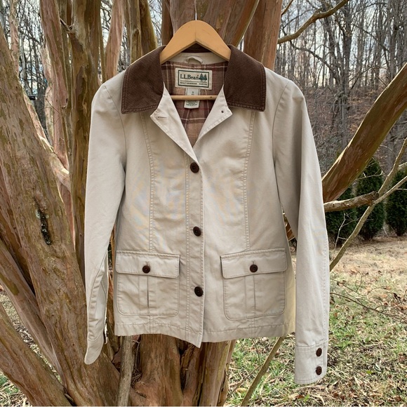 L.L. Bean Jackets & Blazers - L.L.Bean Chore Coat/Jacket Flannel Lined Cream